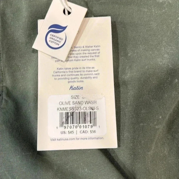 Katin Short Sleeve Henley - Olive Sand Wash - Size Small - Picture 5 of 5